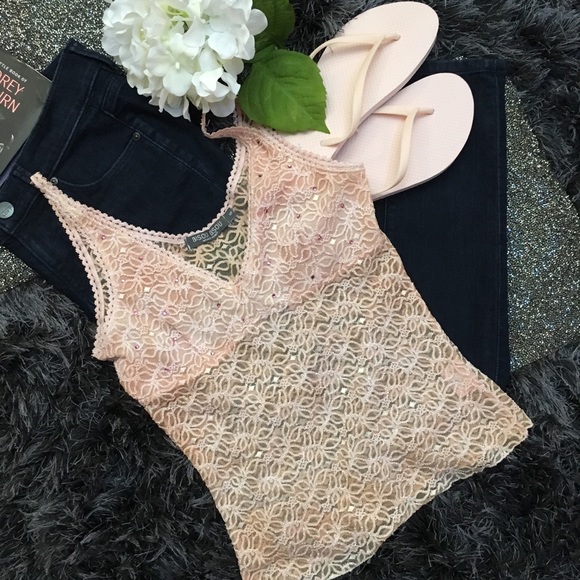 Bisou Bisou Blush Lace Sequin Camisole - Picture 8 of 8